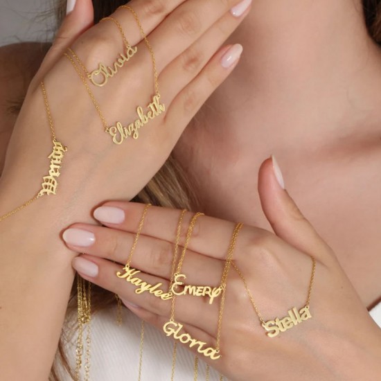 18K Gold Plated Stainless Steel Necklace Personalized Letter Necklace Women Pendant Necklace Stainless Steel Mother Day Gift 18K Gold Plated Stainless Steel Necklace Personalized Letter Necklace Women Pendant Necklace Stainless Steel Mother Day Gift