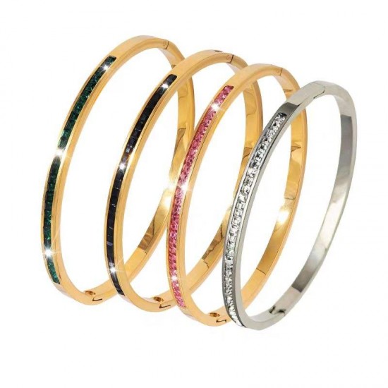 Wholesale Fine Stainless Steel Jewelry Bracelets with O-Shape Opening Rhinestone Diamond for Trendy Wedding Party Gifts Wholesale Fine Stainless Steel Jewelry Bracelets with O-Shape Opening Rhinestone Diamond for Trendy Wedding Party Gifts