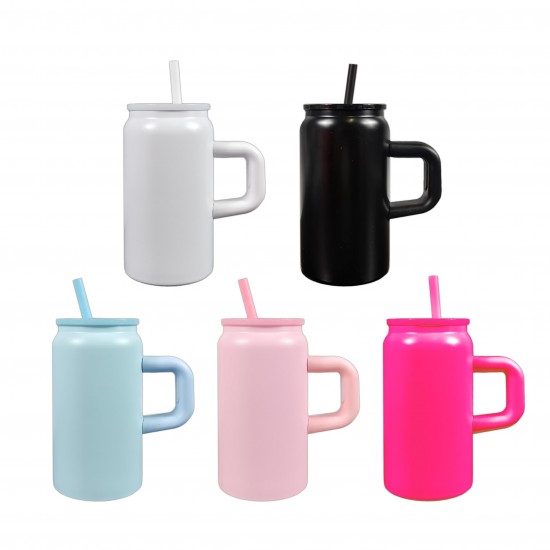 US warehouse 16oz stainless steel can tumbler with handle sublimation blank vacuum insulated metal kids cup for laser US warehouse 16oz stainless steel can tumbler with handle sublimation blank vacuum insulated metal kids cup for laser