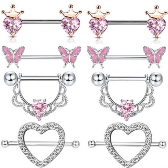 Gaby new sale nipple rings silver plated pink jewelry set nipple piercing stainless steel wholesale piercing body jewelry Gaby new sale nipple rings silver plated pink jewelry set nipple piercing stainless steel wholesale piercing body jewelry