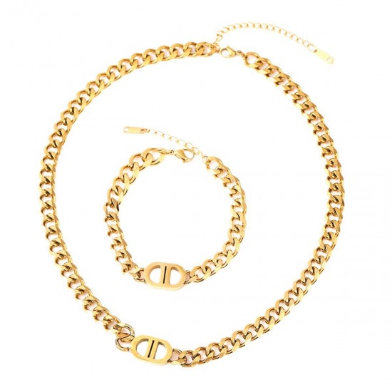 Women's 2024 Stainless Steel Dainty Gold Necklace - Fashion Jewelry Set with Necklace and Bracelet Women's 2024 Stainless Steel Dainty Gold Necklace - Fashion Jewelry Set with Necklace and Bracelet