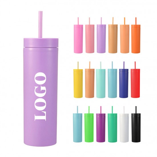 Custom Logo 16oz Plastic Skinny Tumbler Cups with Various Colors Stocked BPA Free 16 oz Plastic Water Cup with lid and Straw Custom Logo 16oz Plastic Skinny Tumbler Cups with Various Colors Stocked BPA Free 16 oz Plastic Water Cup with lid and Straw