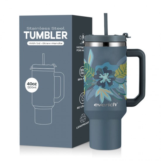 Double-Walled Stainless Steel Tumbler Waterproof Insulated Tumbler with Handle & Straw Double-Walled Stainless Steel Tumbler Waterproof Insulated Tumbler with Handle & Straw