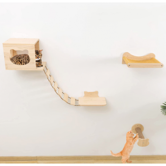Wooden Sisal Rope Cat Tree House Climbing Frame Cute Luxury Wall Cat Trees And Scratcher Wood Pet Cat Tree Tower Wooden Sisal Rope Cat Tree House Climbing Frame Cute Luxury Wall Cat Trees And Scratcher Wood Pet Cat Tree Tower