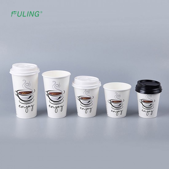 FULING 4oz 8oz 12oz 16oz custom logo disposable single wall hot drinking coffee paper cup with lid FULING 4oz 8oz 12oz 16oz custom logo disposable single wall hot drinking coffee paper cup with lid