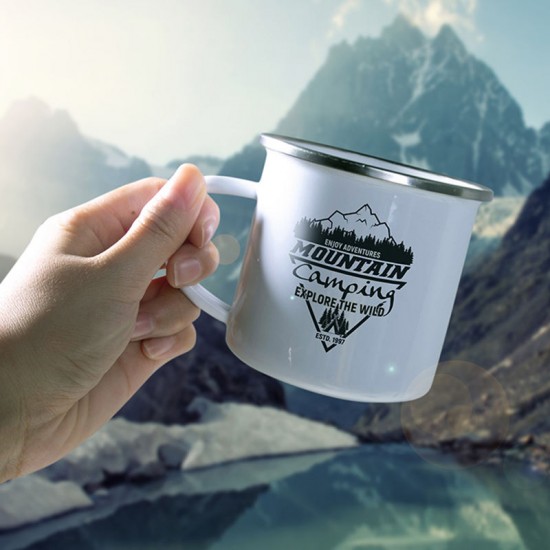 PYD Life 2022 Logo Printing Custom Sublimation Enamel Mug Steel Camping White Coffee Metal Enamel Cup PYD Life 2022 Logo Printing Custom Sublimation Enamel Mug Steel Camping White Coffee Metal Enamel Cup