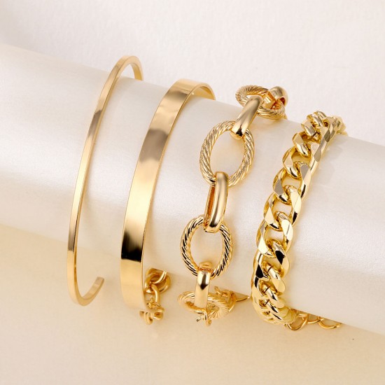 Qingyuan Fashion Geometric Stainless Steel Gold and Silver Plated Sets Jewelry Bangles Qingyuan Fashion Geometric Stainless Steel Gold and Silver Plated Sets Jewelry Bangles