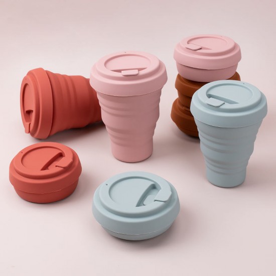 Reusable Portable Coffee Mug Heat Resistant Silicone Collapsible Travel Cup with Lid Reusable Portable Coffee Mug Heat Resistant Silicone Collapsible Travel Cup with Lid
