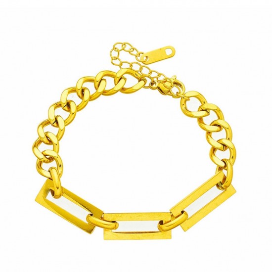 Wholesale Women's 18K Gold Plated Stainless Steel Cuban Link Chain Necklace Bracelet Jewelry Set Simple Gifts Parties Engagement Wholesale Women's 18K Gold Plated Stainless Steel Cuban Link Chain Necklace Bracelet Jewelry Set Simple Gifts Parties Engagement