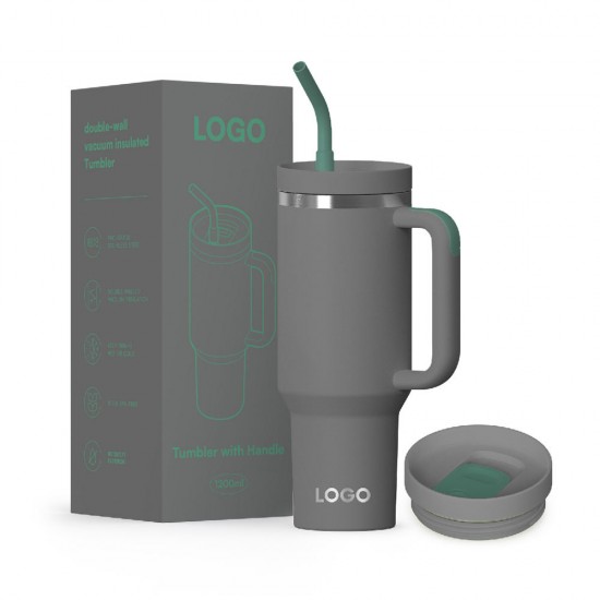 40oz Vacuum Insulated Stainless Steel Slide Straw Tumbler With Handle 40oz Vacuum Insulated Stainless Steel Slide Straw Tumbler With Handle
