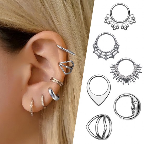 Toposh G23 Titanium Clear CZ F136 Cartilage Stud Earrings Nose Hoop Ring Ear Segmrngt Cliker Titanium Piercing jewelry Toposh G23 Titanium Clear CZ F136 Cartilage Stud Earrings Nose Hoop Ring Ear Segmrngt Cliker Titanium Piercing jewelry