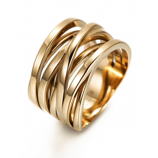 Stainless Steel 14K Gold Filled Overlapping Intertwined Crossover Knotted Statement Ring Stainless Steel 14K Gold Filled Overlapping Intertwined Crossover Knotted Statement Ring