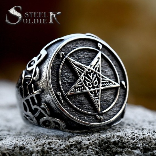 SS8-965R Stainless steel fashion jewelry rings Pentagram baphomet goat sulfur Leviathan cross Satan Devil symbol Ring Jewelry SS8-965R Stainless steel fashion jewelry rings Pentagram baphomet goat sulfur Leviathan cross Satan Devil symbol Ring Jewelry