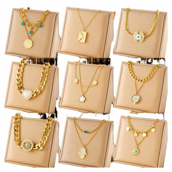 MEIZI Luxury Fine Jewelry Sets for Women Stainless Steel Necklaces with Diamond Chains Gold Plated for Gift MEIZI Luxury Fine Jewelry Sets for Women Stainless Steel Necklaces with Diamond Chains Gold Plated for Gift