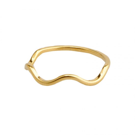 Minimalist 18K Gold Geometric Wave Pattern Ring Stainless Steel Fashion Jewelry For Women For Wedding Or Gift Minimalist 18K Gold Geometric Wave Pattern Ring Stainless Steel Fashion Jewelry For Women For Wedding Or Gift