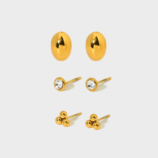 Stainless steel Circle Zircon Earrings Premium Ins Titanium Steel 18k Gold Plated Earrings Stainless steel Circle Zircon Earrings Premium Ins Titanium Steel 18k Gold Plated Earrings