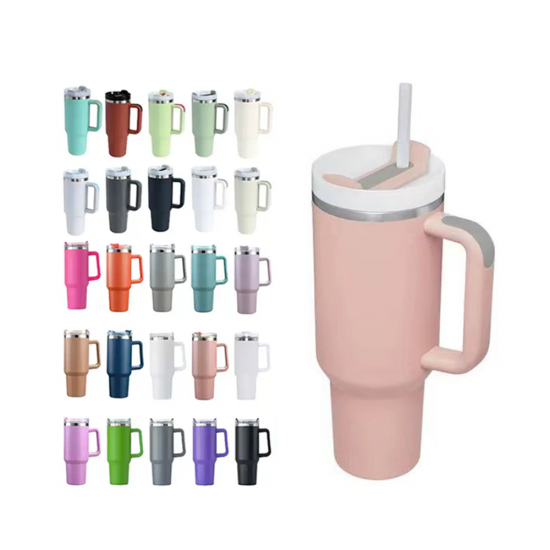 Tumblers wholesale bulk customized 40 oz stainless steel cup double wall insulated thermal 40oz tumbler with handle and straw Tumblers wholesale bulk customized 40 oz stainless steel cup double wall insulated thermal 40oz tumbler with handle and straw