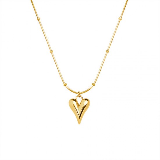 Dainty Fine Stainless Steel Jewelry Rose Gold Plated High Polish Heart Pendant Beads Round Snake Chain Womens Necklaces Dainty Fine Stainless Steel Jewelry Rose Gold Plated High Polish Heart Pendant Beads Round Snake Chain Womens Necklaces