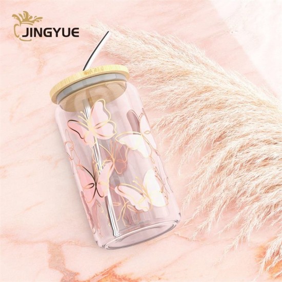 UV Printing 16oz 20oz 25oz Soda Beer Can Shaped Glass Mugs Juice Milk Drinking Glass Cup With Bamboo Lid And Straw for Christmas UV Printing 16oz 20oz 25oz Soda Beer Can Shaped Glass Mugs Juice Milk Drinking Glass Cup With Bamboo Lid And Straw for Christmas