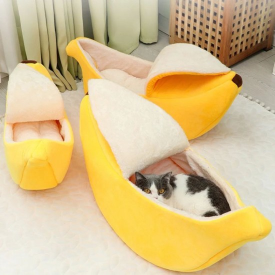 Banana Cat Bed House Cute Funny Cozy Cat Mat Beds Warm Durable Portable Pet Basket Kennel Dog Cushion White Lining Multicolor Banana Cat Bed House Cute Funny Cozy Cat Mat Beds Warm Durable Portable Pet Basket Kennel Dog Cushion White Lining Multicolor